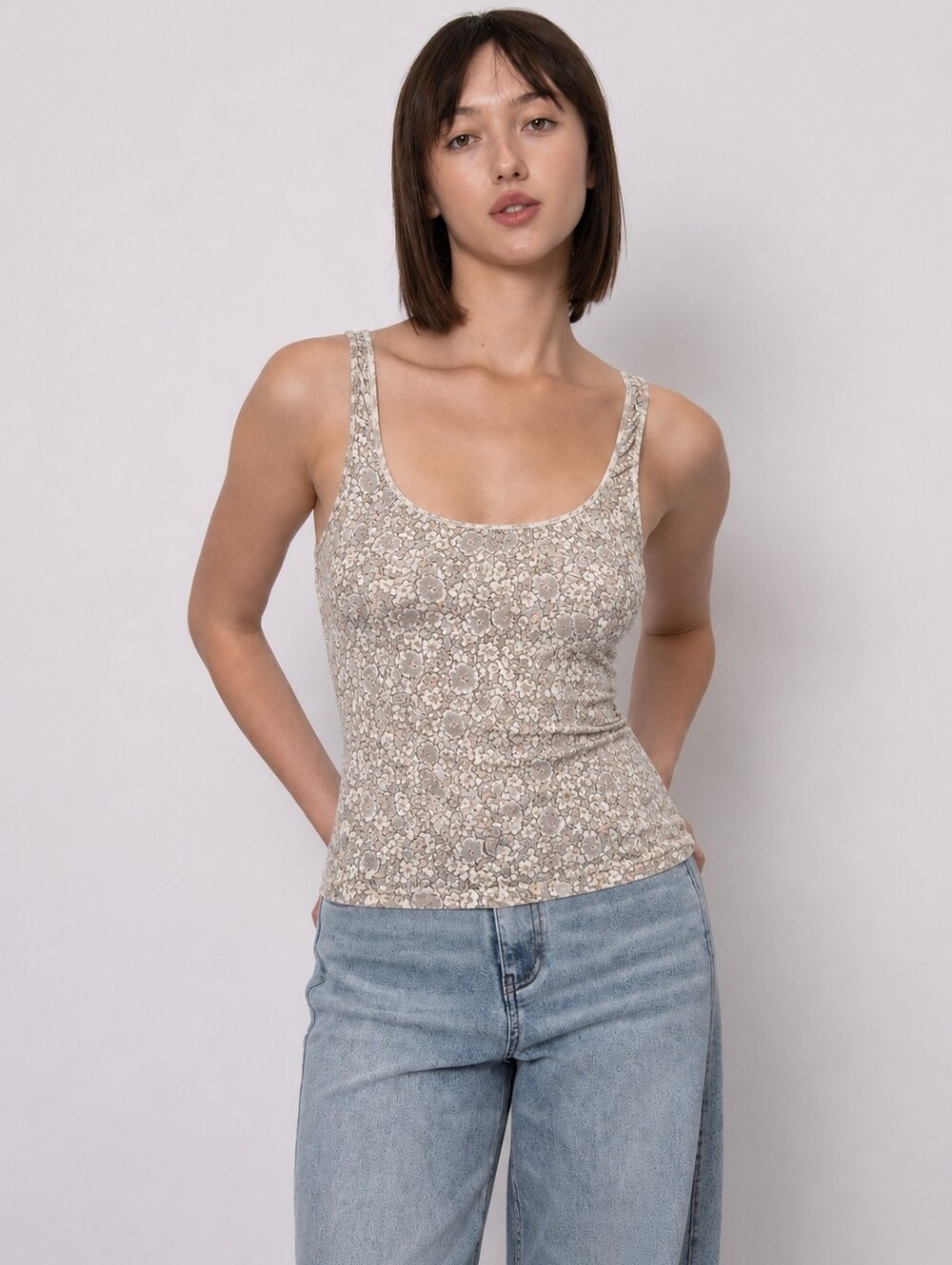 Aritzia Floral Bowie Second Skin Tank Top